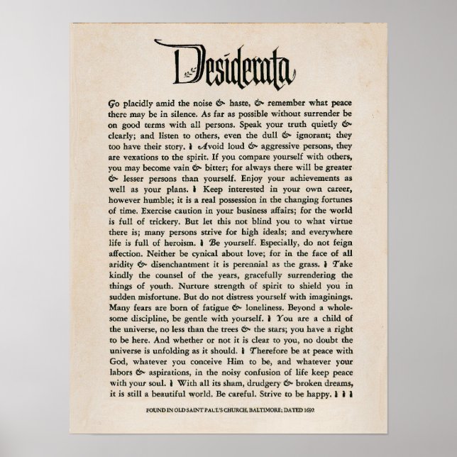 1692 - Desiderata Poster (Vorne)