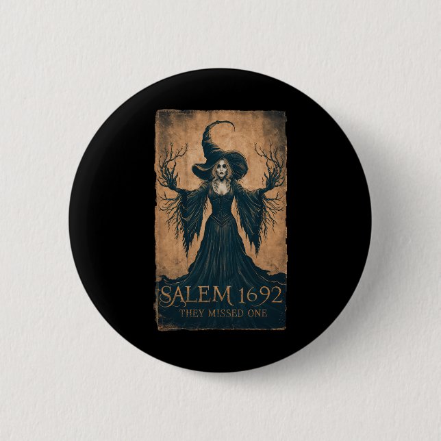 1692 fehlte ein Halloween-Feminist Hexentria Button (Vorderseite)