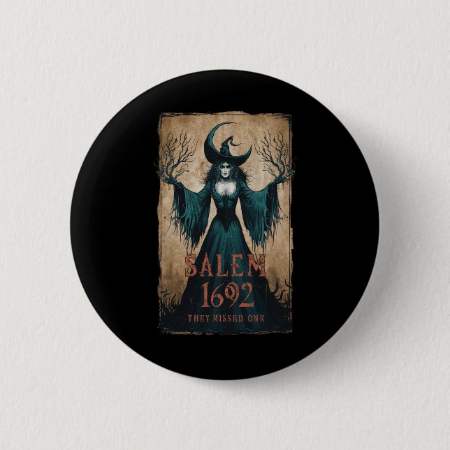 1692 fehlte ein Halloween-Feminist Hexentria Button (Vorderseite)