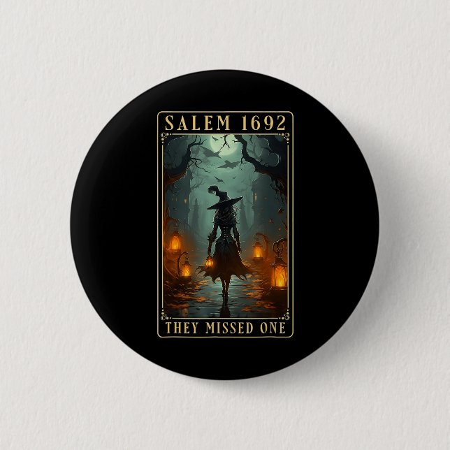 1692 fehlte eine Halloween-Hexe Button (Vorderseite)