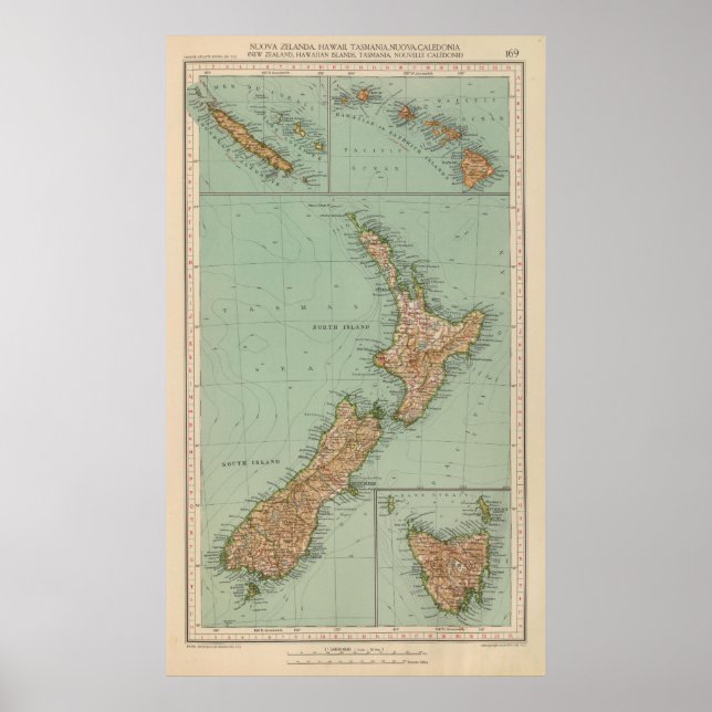 169 Neuseeland, Hawaii, Tasmanien Poster (Vorne)