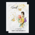 *~* 16 16 . GEBURTSTAG Gold Floral Mermaid Geburts Einladung<br><div class="desc">* Energetisch verbesserte SURPRISE PARTY Fantasy 16 . GEBURTSTAG funkelnd MODERN Gold DUNKELLOW GOLD Farbmaid mit Long BLACK luscious Haair. Es gibt hier viele schöne Blume. Die glänzenden 16 GOLD FOIL BALLOON Zahlen sind eine phantastische Ergänzung zu Ihrer Sweet 16 Birthday Party Einladung. Unsere Meerjungfrau schwimmt nicht allein. Sie hat...</div>