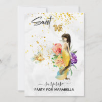 *~* 16 16 . GEBURTSTAG Gold Floral Mermaid Geburts