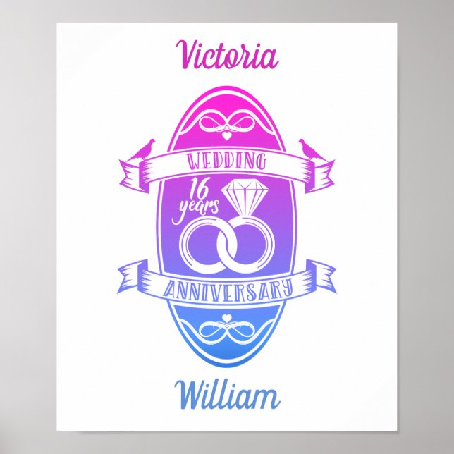 16. 16. Hochzeitstag Poster (Vorne)