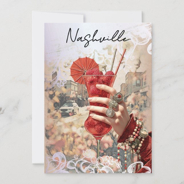 *~* 16 A101 Cocktail FOTO Nashville BACHELORETTE Einladung (Vorderseite)