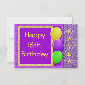 16. Bling Geburtstag Einladung LILA ZURÜCK