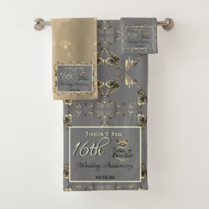 16. Blume zum Hochzeitstag Badhandtuch Set