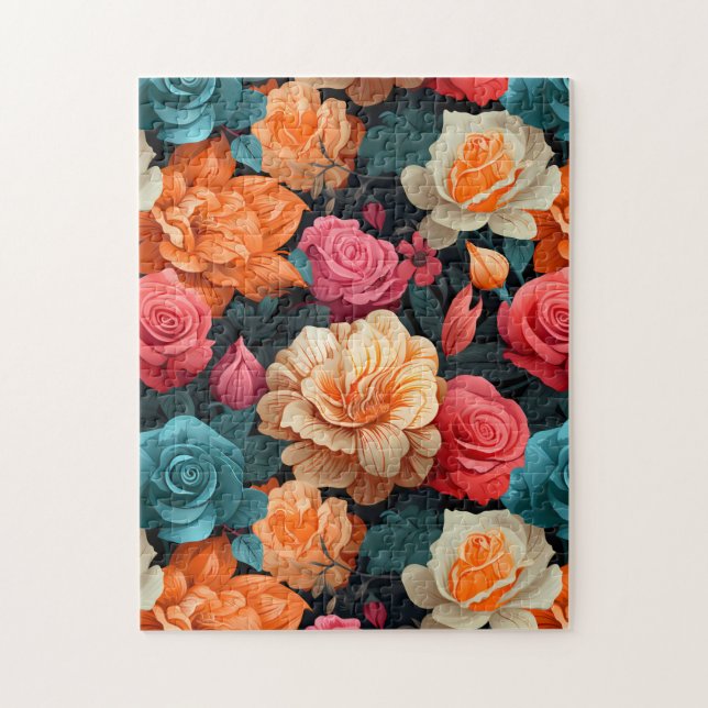 16 Blumenmuster Puzzle (Vertikal)