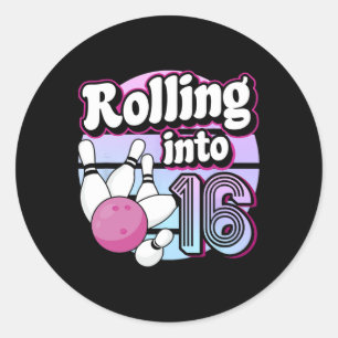 16 Bowling 16. Geburtstag Runder Aufkleber