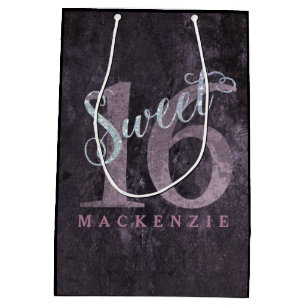 16. Dusty Pink Rose   Sweet 16 Silver Glitzer   Mittlere Geschenktüte