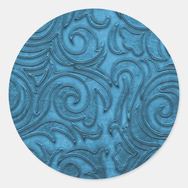 16 Farbwahl Damask Texturierte Darstellung Runder Aufkleber (Vorderseite)