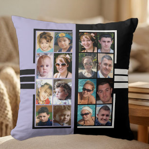 16 Foto Collage beidseitig lila schwarz Kissen