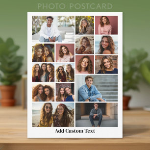 16 Foto-Collage - Benutzerdefinierter Text - Schwa Postkarte