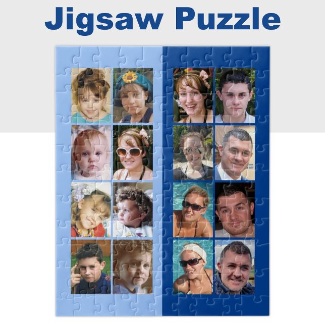 16 Foto Collage hell und dunkelblau Puzzle (Von Creator hochgeladen)