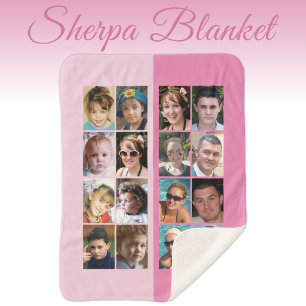 16 Foto Collage hell und dunkelrosa Sherpadecke