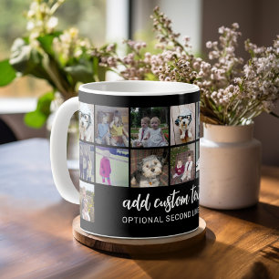 16-Foto-Collage-Raster - 2 Textfelder - schwarz we Kaffeetasse