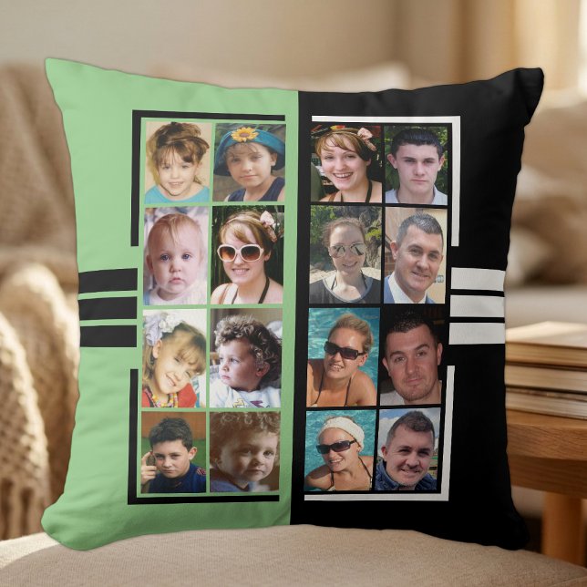 16 Foto-Collage schwarz, beidseitig grün Kissen (Von Creator hochgeladen)