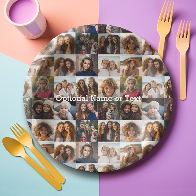 16 Foto-Collage - Sie quadratische Fotos oder Inst Pappteller (Personalized Paper Plates with photos all over)