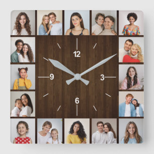 16 Fotomaterial Rustikaler Dunkelbrauner Holzzaun Quadratische Wanduhr