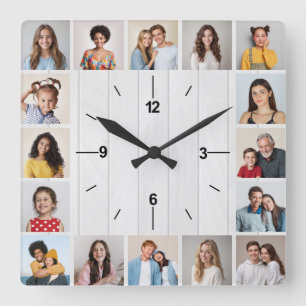 16 Fotomaterial Rustikales Weißes Imitat Holzzaun Quadratische Wanduhr