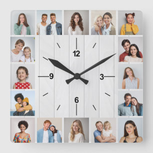 16 Fotomaterial Rustikales Weißes Imitat Holzzaun Quadratische Wanduhr