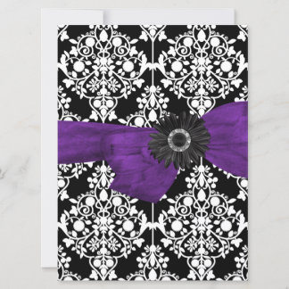 16 . Geburtstag 16 Damask Schwarz-weiße Lila Blume Einladung
