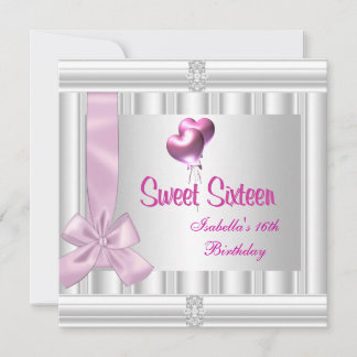 16 . Geburtstag 16. Elegant Jewel White Pink Einladung