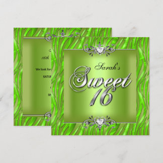 16 . Geburtstag 16 Geburtstag Zebra Lime Green Einladung