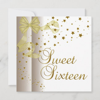 16 . Geburtstag 16 Geburtstagsparty Gold Stars Whi Einladung