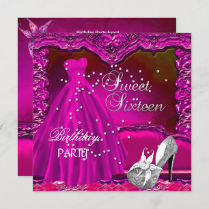 16 . Geburtstag 16 Geburtstagsparty Rosa Kleid Gow Einladung