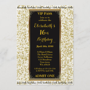 16., Geburtstag 16., Glitzer Elfenbeinküste, Ticke Einladung