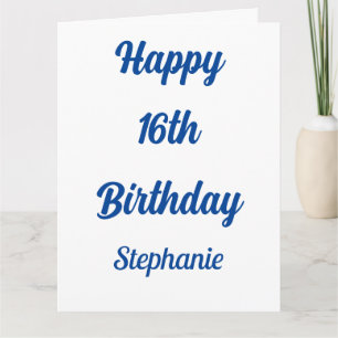 16. Geburtstag 16. Individuelle Name Blue White 20 Karte