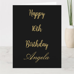 16. Geburtstag 16. Individuelle Name Gold Black 20 Karte