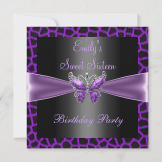 16 . Geburtstag 16 Lila Mauve Black Butterfly Einladung