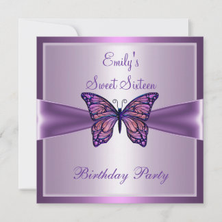 16 . Geburtstag 16 Lila Mauve Butterfly Geburtstag Einladung
