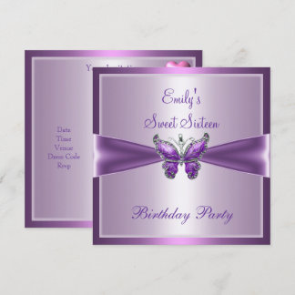 16 . Geburtstag 16 Lila Mauve Butterfly Geburtstag Einladung