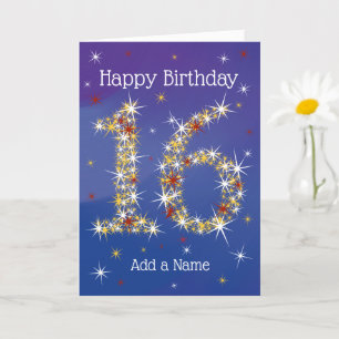 16. Geburtstag - 16. Stars - Blau - Alter 16 Jahre Karte