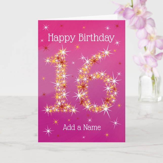 16. Geburtstag - 16. Stars - Rosa - Alter 16 Jahre Karte (Orchidee)