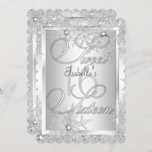 16 . Geburtstag 16 Winterwonderland Snowflake Einladung