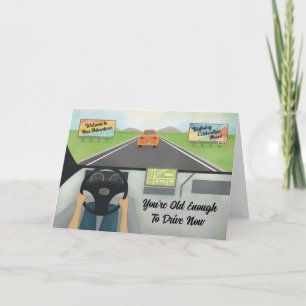 16. Geburtstag alt genug, um zu fahren Feiertagskarte