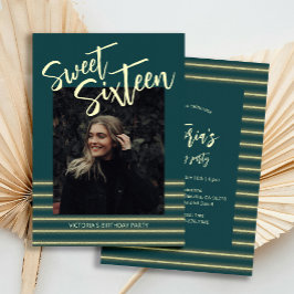 16 . Geburtstag Aquamarine Glitzer Birthday Party Einladung