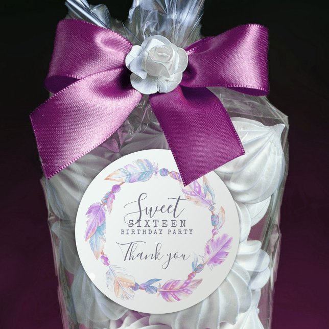 16 . Geburtstag Aquarellkunstaufkleber Runder Aufkleber (Von Creator hochgeladen)