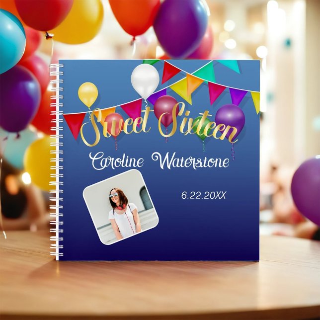 16 . Geburtstag Balloons and Banners Guest Book Notizbuch (Von Creator hochgeladen)
