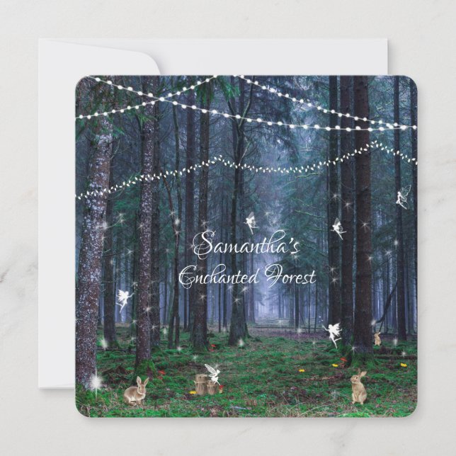 16 . Geburtstag Bezaubernd Forest Fairies Bunnies Einladung (Vorderseite)