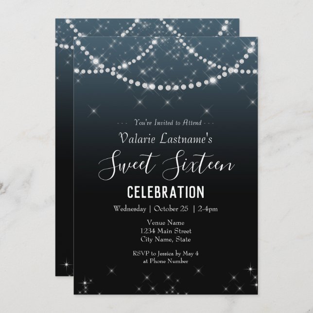 16 . Geburtstag Birthday Celebration Ombre Diamond (Vorne/Hinten)