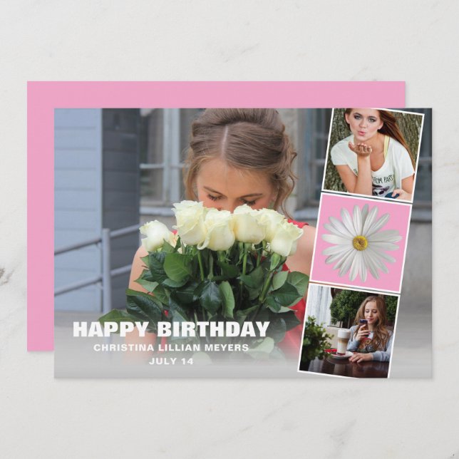 16 . Geburtstag Birthday Foto Collage Card (Vorne/Hinten)