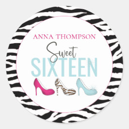 16 . Geburtstag Birthday Girly Pink Whimsical Chic Runder Aufkleber