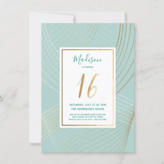 16 . Geburtstag Birthday Invite - Modern, Aquamari Einladung