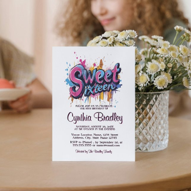 16 . Geburtstag Birthday Party I Graffiti Stil Einladung (Von Creator hochgeladen)