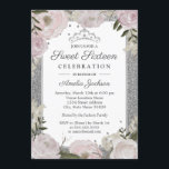 16 . Geburtstag Birthday Sparkle Pink Silver Flora Einladung<br><div class="desc">Hübscher 16 . Geburtstag Einladungen im Kleinen Bayleigh Store! Wir haben Kunstwerke von: www.createthecut.com</div>